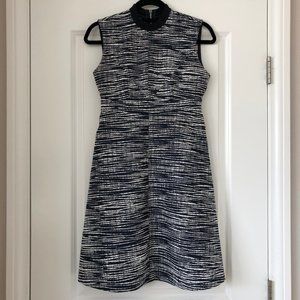 Louis Vuitton Blue/White Cotton Blend Tweed Dress